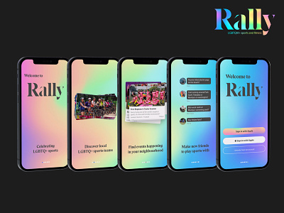 Rally Onboarding app holographic mobile onboarding ui ux