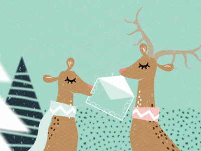 Merry Christmas! animals animation bird card christmas deer gif letter
