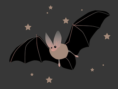 Lil' Bat bat biodiversity ecology gradient illustration nature night sky stars vector