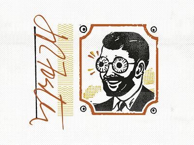 Mr. Foster halftone illustration retro signature