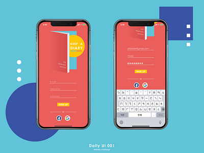 Sign Up Page | Daily UI #001 appdesign dailyui dailyui001 dailyuichallenge design diary illustrator signup uidesign userinterface