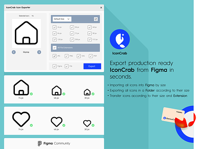 IconCrab - Icon Exporter branding color creator design figma figmacommunity icon iconcrab iconexport illustration logo plugin typography ui ux vector
