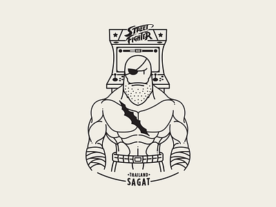 Sagat ardace atari capcom game icon illustrasyon logo sagat star streetfighter thailand vector