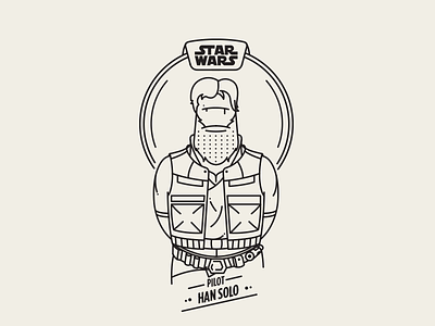 Han Solo beard gun hansolo illustration jedi light lord pilot saber starwars vector wars