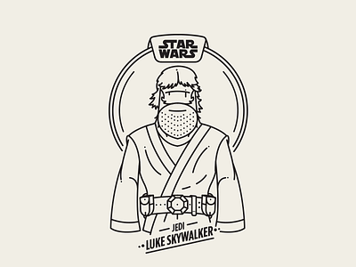 Luke Skywalker beard episode hairy handsome illustration jedi light lukeskywalker saber starwars vector wars