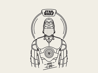 C-3PO beard c3po droid episode illustration jedi robot saber starwars vector wars