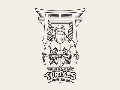 Michelangelo cartoon cowabunga illustration michelangelo mutant ninja pizza stick teenage turtles vector