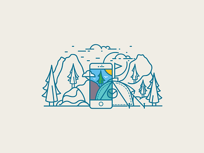 Mobile Camp camp icon line mobile paint sky tent tree ui
