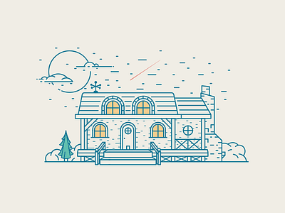 House art cloud house icon illustration night star tree vector window