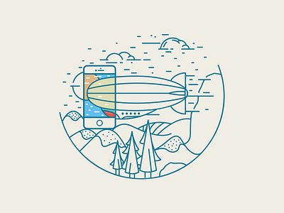 Zeppelin cloud illustration iphone mountain passenger tree vector zappelin