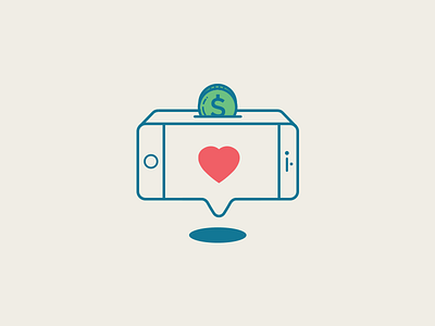 One Coin One Heart coin heart icon illustration iphone tech vector