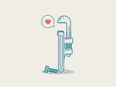 Crazy Lover crazy heart icon illustration logo lover pipe plumber screw vector wrench