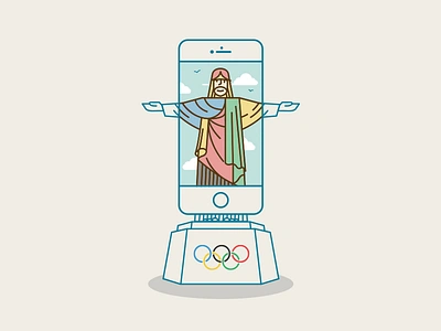 Jesus and Olympics brazil illustration jesus medal olympics rio rio2016 shoot sky ui ux vector