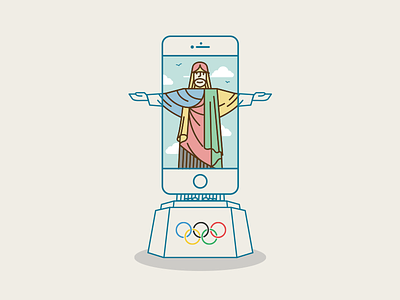 Jesus and Olympics brazil illustration jesus medal olympics rio rio2016 shoot sky ui ux vector