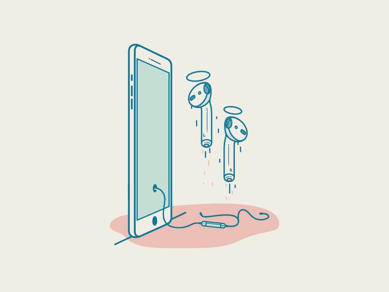 Rebirth blood illustration vector icon angel tech birth rebirt airpods headphone iphone7