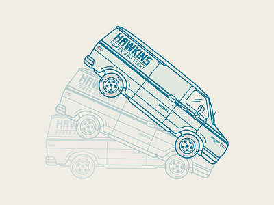 Hawkins Chevy Vans 80s car demagorgon hawkins illustration netflix power strangerthings vans vector
