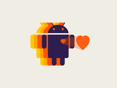 Android Love android character heart icon illustration love phone tech vector