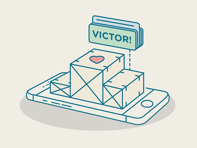 Victor! app cargo color heart illustration line love phone vector victor