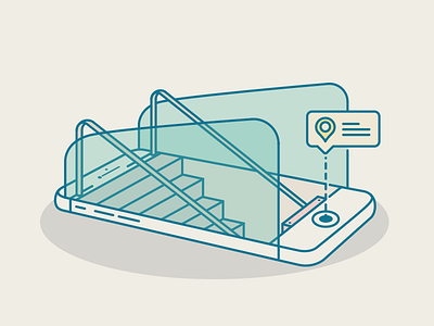 Subway Location app color icon illustration iphone location message square stair subway vector