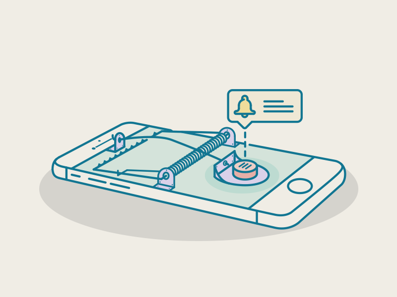 Unsubscription Trap mailchimp notfication mail phone illustration icon bell user trap button ui unsubscription