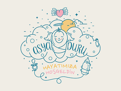 Asya Duru Baby Branding art asya baby brand daughter gift illustration live logo people vector