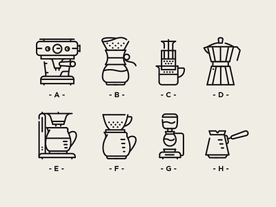 Coffee Brewing Icons brand cafe coffee espresso filter icon illustration logo turkish ui vector