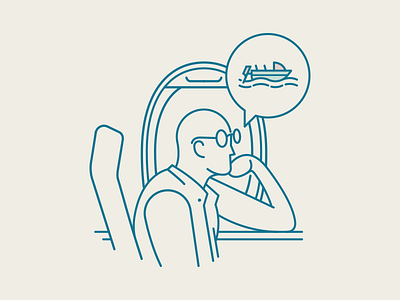 Longing fishing icon illustration longing man plane sea ship travel vector work