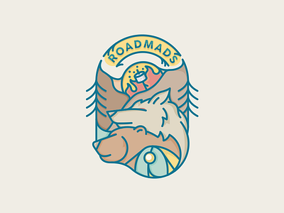 Roadmads Camp / Old School Color bear camp color icon logo marshmallow mountain roadmads tree vector way wolf