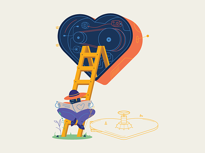 Heartless Engineer assembly circuit desperate electric engineer hat heart illustration maintenance vector
