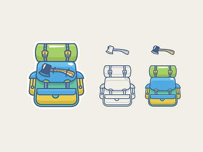 Adventure Badge - A adventure app axe badge bag color design icon sticker