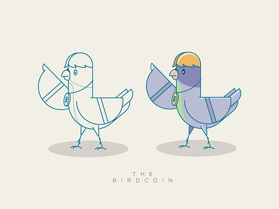 THE BIRDCOIN bird blockchain character coin color illustration line pigeon vector