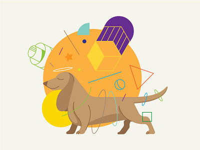 Happy Miala angel animal dog geometry happy icon illustration line vector