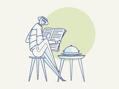 Lunch chair cool hat illustration lunc man table tray vector