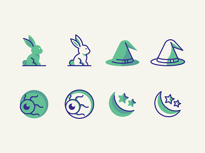 TM Icons - A design eye hat icon illustration moon rabbit star vector