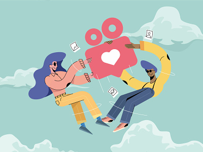 Story Lovers color facebook heart icon illustration instagram logo sky story vector video
