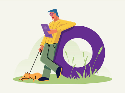 Dog Walker branding dog grass icon illustration illustrator ipad license sleeping ui vector walker
