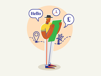 Say Hello 👋🏻 color holiday icon illustration location man sayhello time tourist typography vector