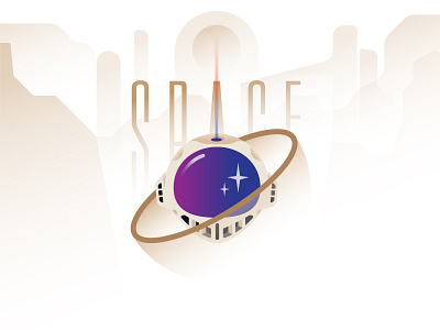 S P A C E astronaut color icon illustration logo poster space symbol typography vector