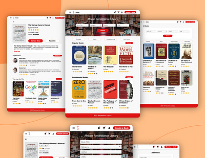 Responsive Web Borrowing Book for African Renaissance Library app design graphic design illustration responsive ui ux website