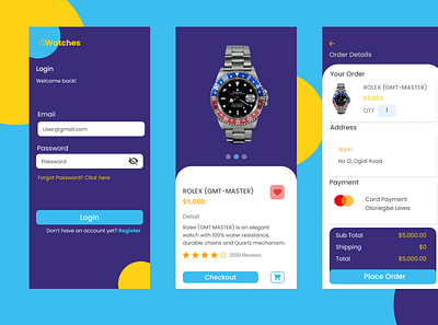 WATCHES MOBILE APP ui