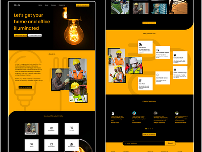 HI-LITE Electrical company landing page design ui ux