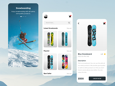snowboarding app app app design design ecommerce