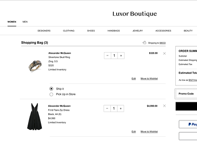 Designer Boutique Checkout Page checkout page design ui