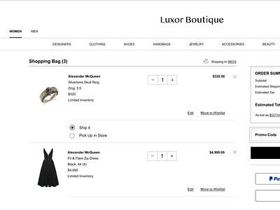 Designer Boutique Checkout Page