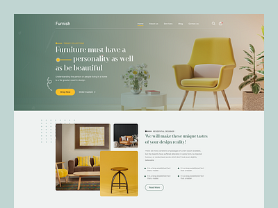 Furnish - Modern Furniture Landing Page bedroom branding chair design dribbble2023 ecommerce furniture home accessories home decor homepage interior landing page living room rkbabor sofa table ui ui design website design woodworking