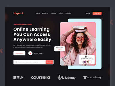 Online Course Landing Page - Dark Version course design dribbble2023 e commerce e learning education figma homepage landing page learning mentors online course online learning school student study teacher ui user interface ux