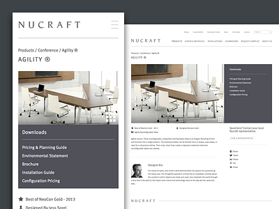 Nucraft Product Page furniture website