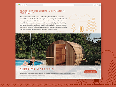 Almost Heaven Saunas: Homepage illustration saunas web design website