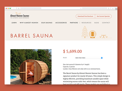 Almost Heaven Saunas: Product Page illustration saunas web design website