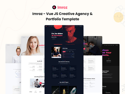 Imroz - Vue JS Creative Agency & Portfolio Template agency agro dark ui minimal multipurpose new design personal portfolio resume ui vcard